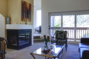 room with fireplace